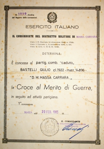 Croce di Guerra per Giulio Bastelli