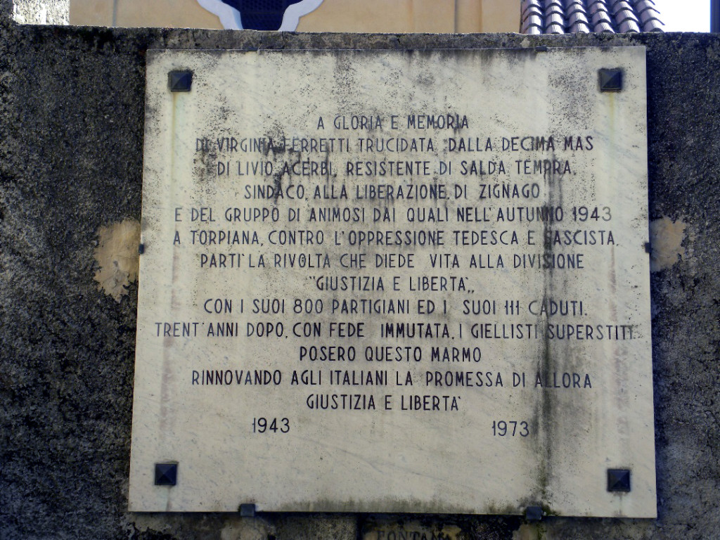Targa a Torpiana in memoria di alcuni caduti di G.L.