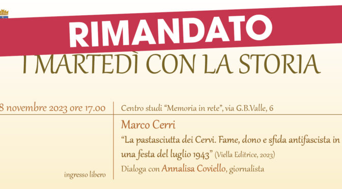 I Martedì con la Storia. Comunicato!