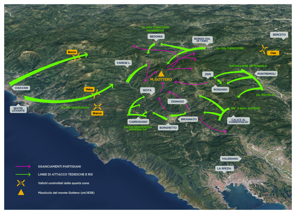 Mappa 1,  Rastrellamento 20-1-1945, IV Zona Operativa